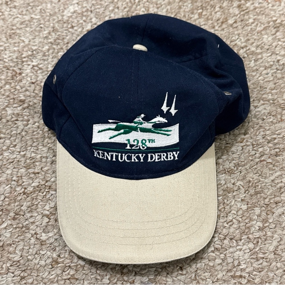 Vintage 128th Kentucky Derby 2002 Navy Blue Strapback Hat Cap Churchill Downs